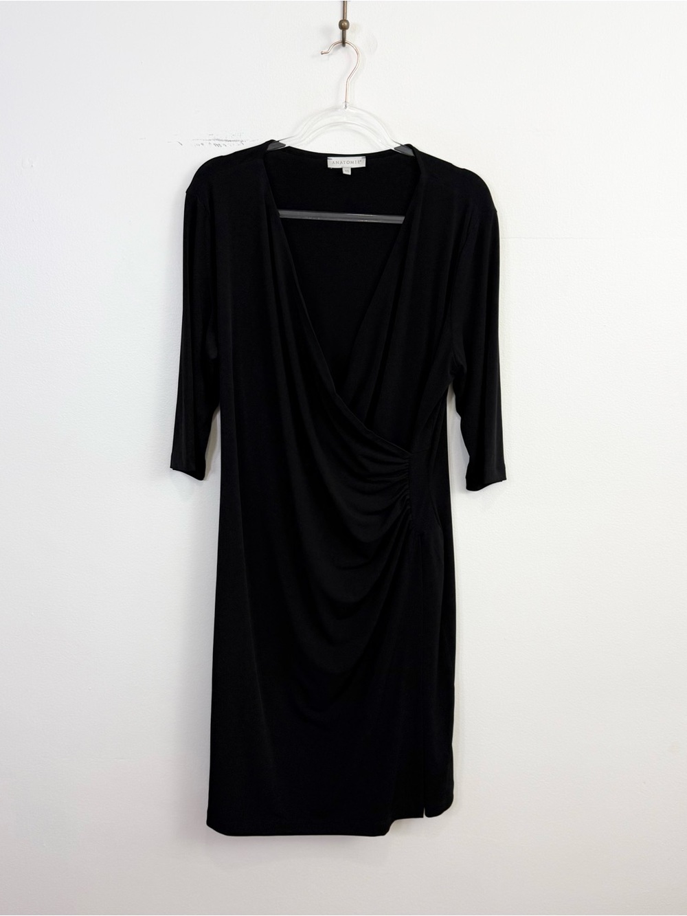 Anatomie Marine Travel Dress Black Wrap Stretch 3/4 Sleeve XL - Picture 2 of 5